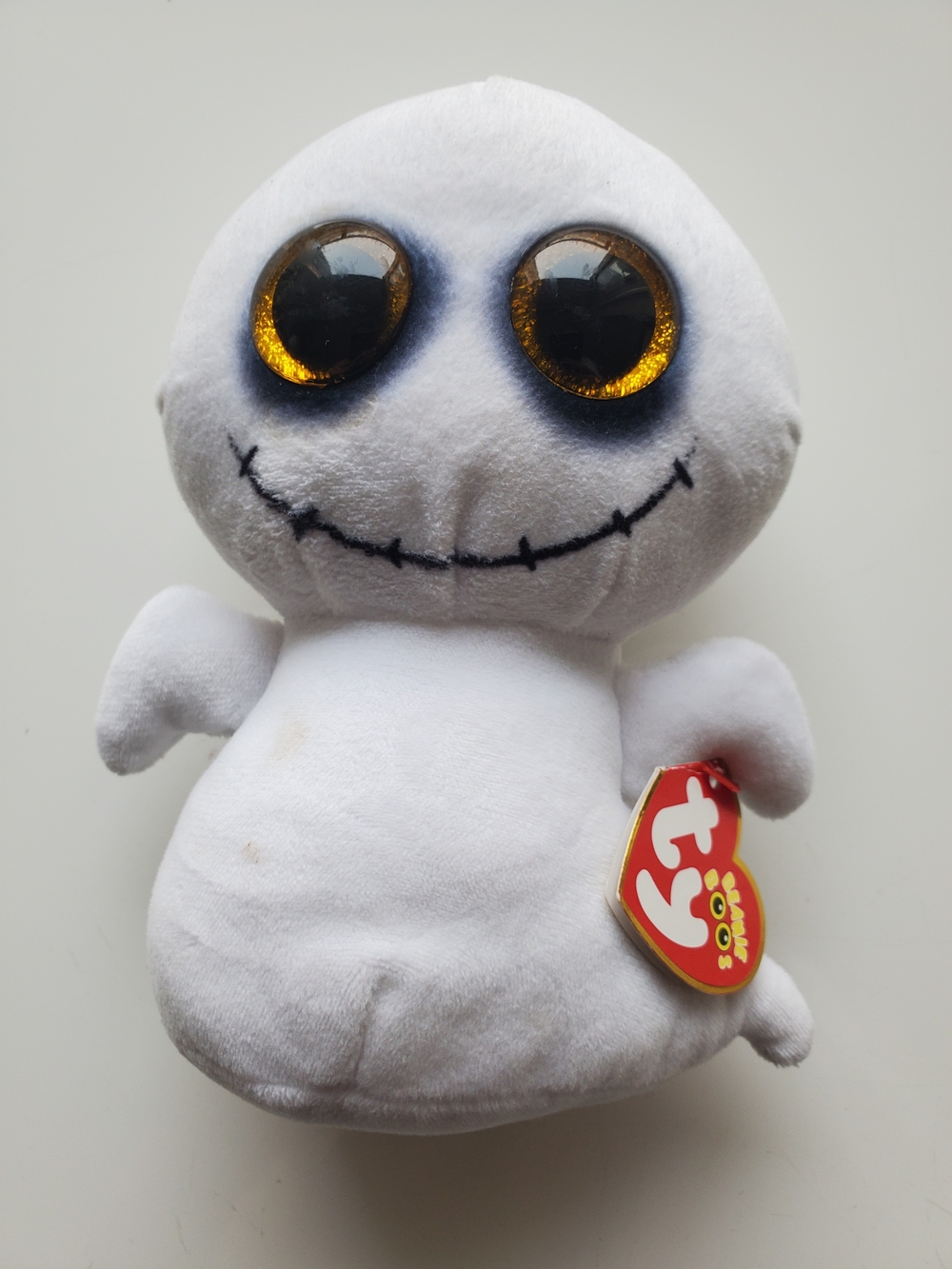 Ty White Ghost Plush with Amber Sparkle Eyes